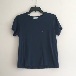 Navy top with red heart